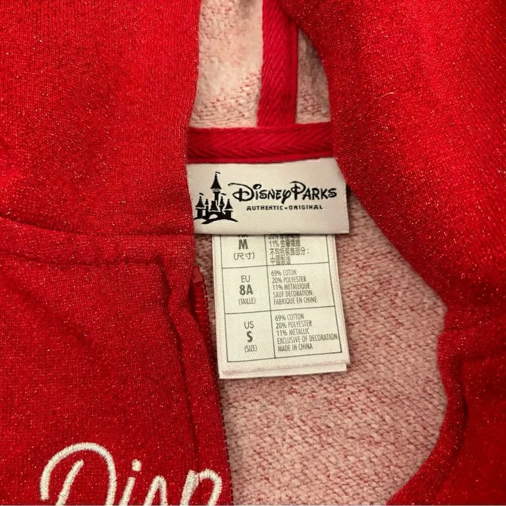 Walt Disney World red sparkle Christmas zip up hoodie